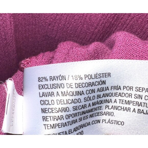 Ava & Viv Womens 2X Tier Long Sleeve V-Neck Dress Fuchsia Pink Rayon/Poly Blend - Picture 4 of 4